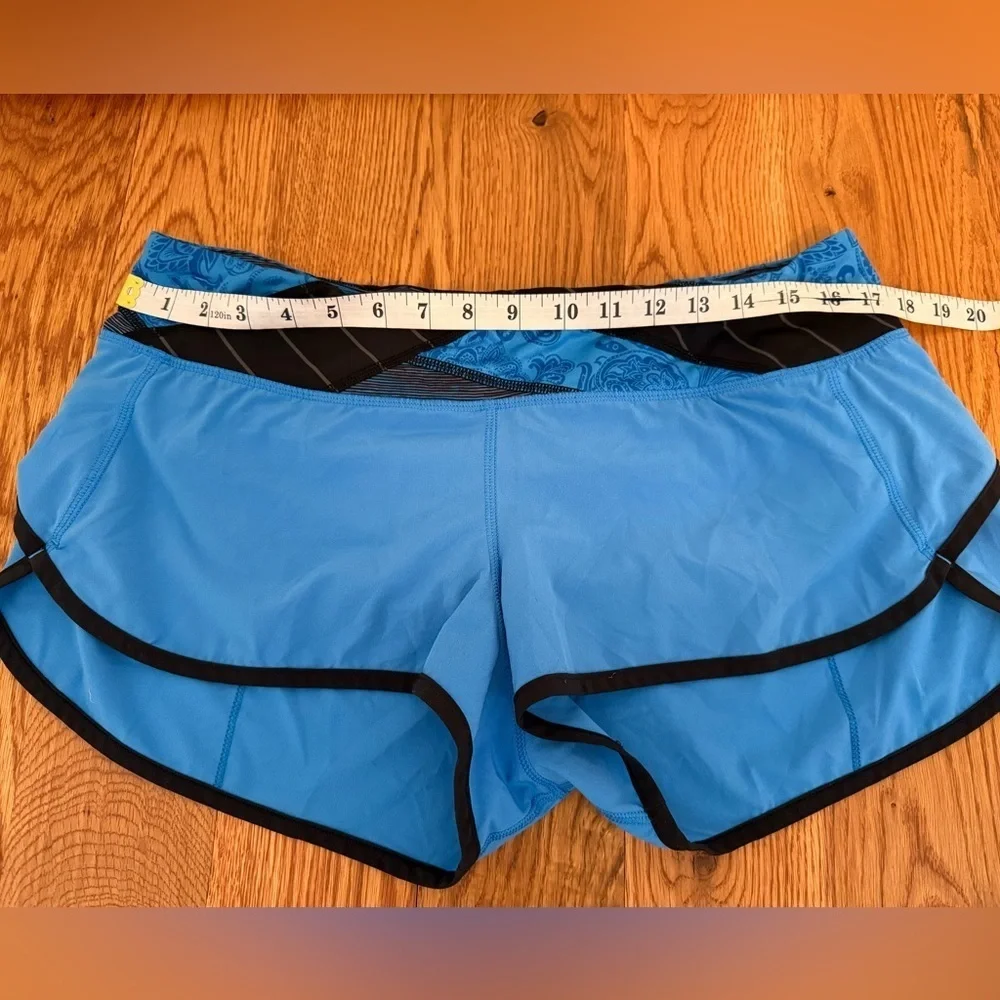 Lululemon Run Speed Short Cornflower Blue Black Quilt Lined Size 10